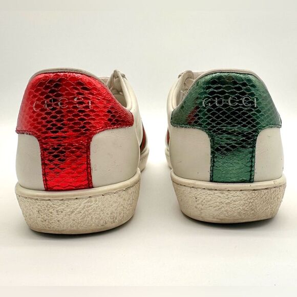 Gucci Ace Bee Embroidered Sneakers White leather Web Stripe Size EU 39.5 US 9.5 - Picture 13 of 14